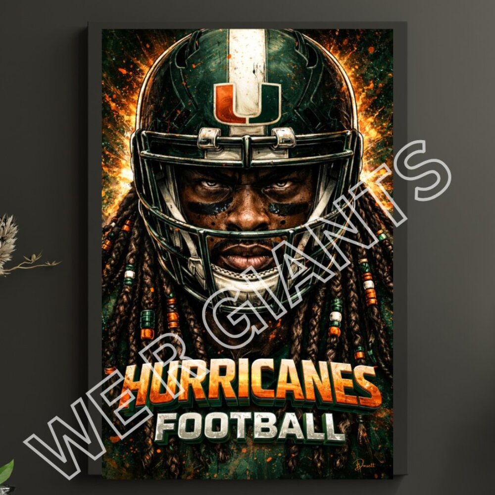 11x17 Miami Hurricanes Football Wall Art Print / Poster
